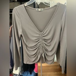 Taupe long sleeve scrunchie shirt